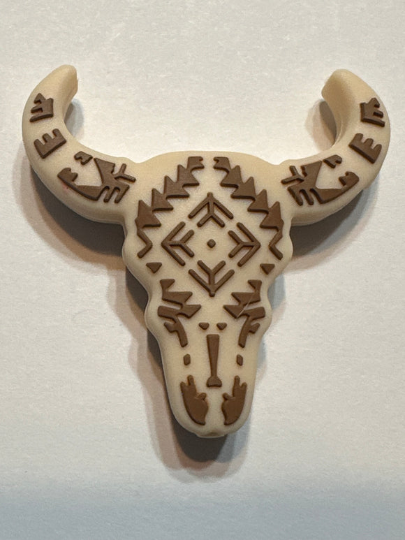 Aztec Bull Skull Head Tan