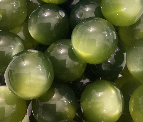 16mm Olive Green Cat Eye Bead