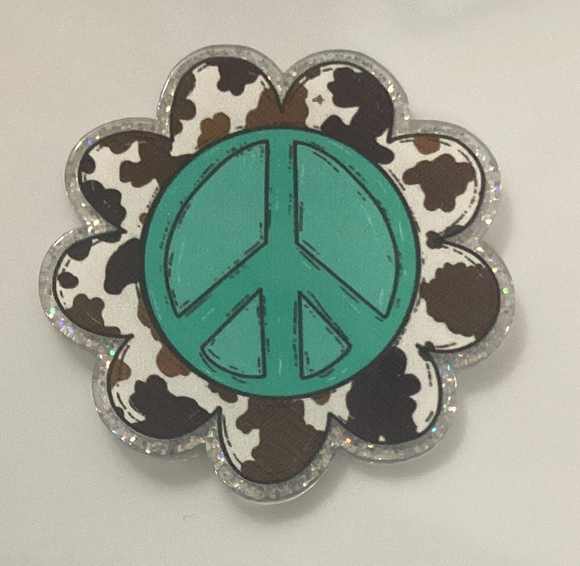 Blue Peace Cow Flower Acrylic