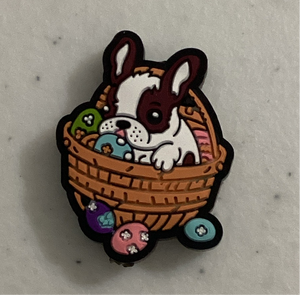 Puppy in Basket w/ Easter Eggs