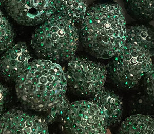 16mm Clay Rhinestone Dark Green