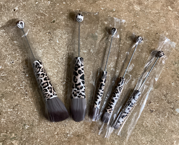 Beadable Make Up Brushes- Cheetah Print