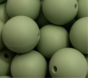 Sage Green - 15mm Silicone Beads