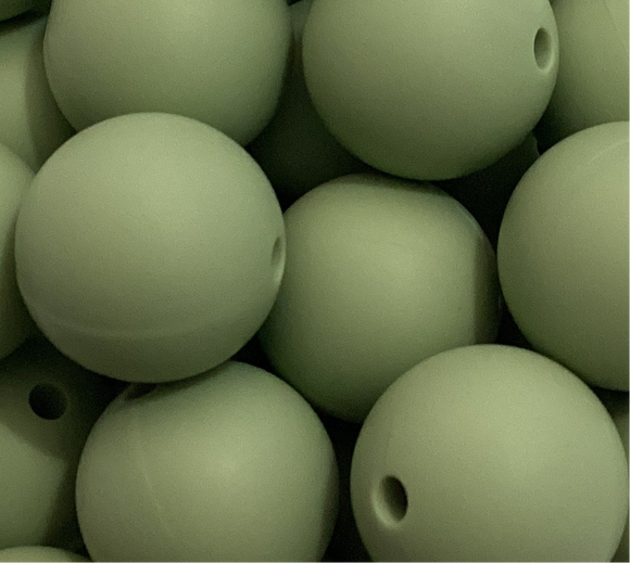 Sage Green - 15mm Silicone Beads