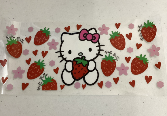 Kitty with Strawberry UVDTF Cup Wrap