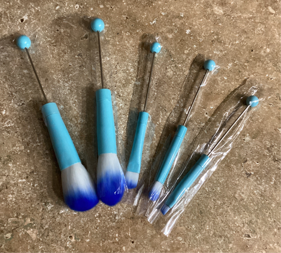 Beadable Make Up Brushes- Light Blue