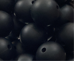 Black - 15mm Silicone Beads