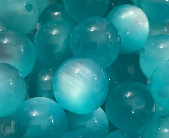 16mm Teal Cat Eye Bead