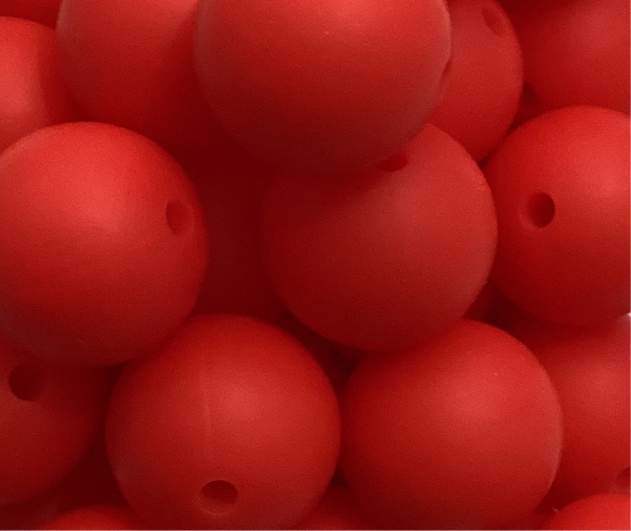 Red - 15mm Silicone Beads