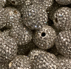 16mm Clay Rhinestone Silver