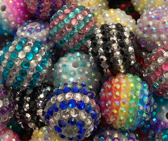 20mm Stripe Mix Rhinestone Bead