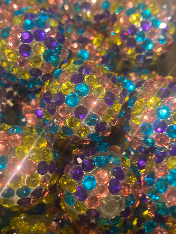 20mm Pink/Yellow/Teal/Purple Rhinestone Bead