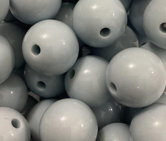 16mm Light Grey Clear Gloss Bead