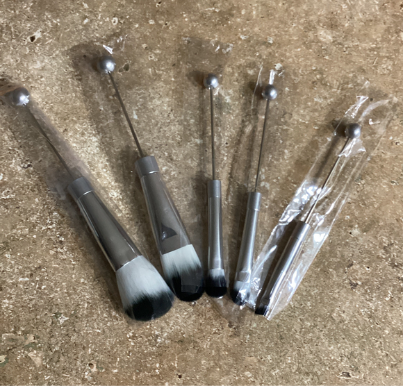 Beadable Make Up Brushes- Silver