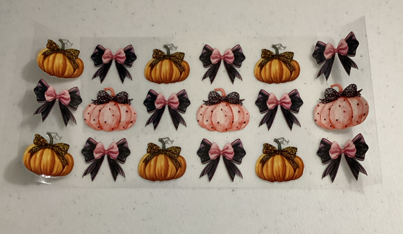 Pink Orange Pumpkin & Bows UVDTF Cup Wrap